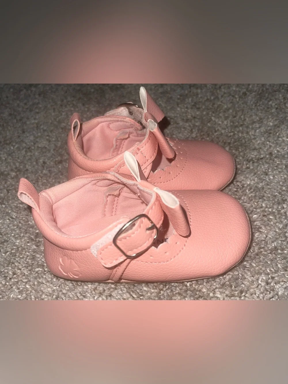 Lucky Brand blush Mary Jane crib shoe 4 bow soft